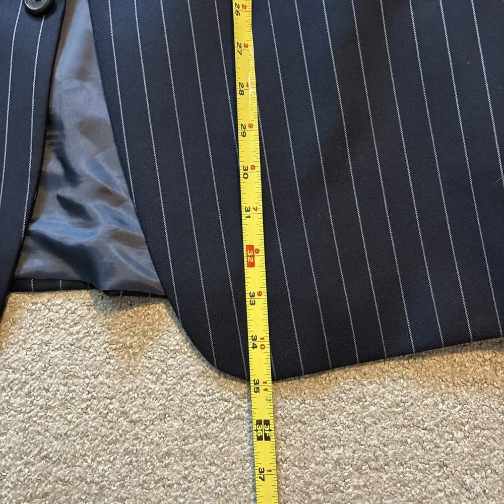 Hugo Boss x Loro Piana Super 120’s Wool 2-Piece Men's Suit Size 44L Blue Striped